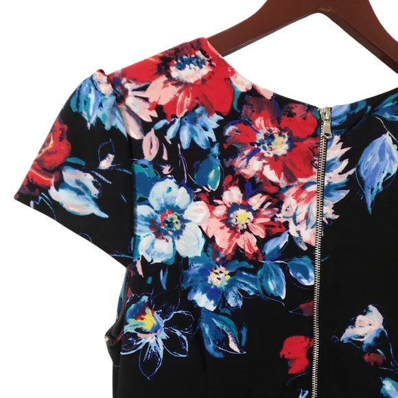 Betsey Johnson Dark Floral Midi Sheath Dress Black Sz 12 Whimsigoth - Picture 6 of 15